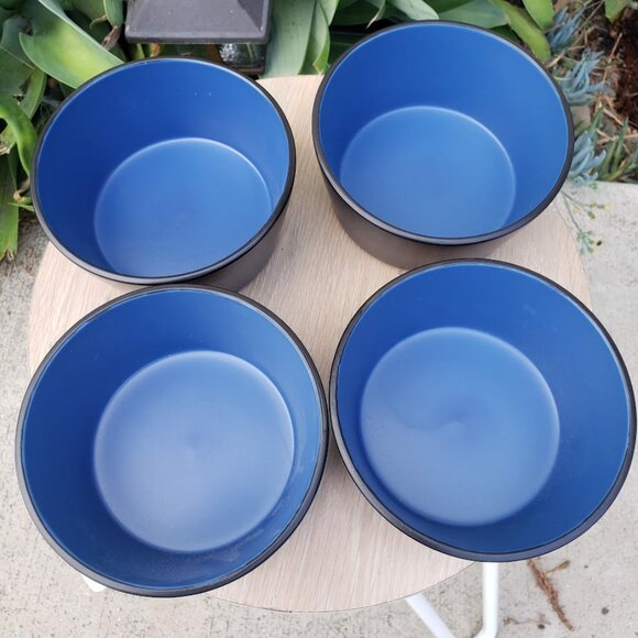 NEW Stone Lain 4 Bowls Replacement Stoneware Dinnerware Set Blue Black Dishwashe - Picture 3 of 8